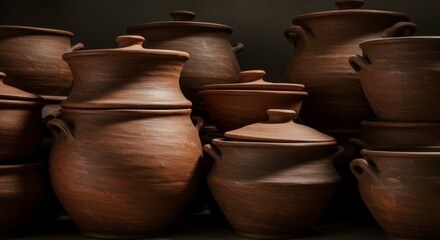 Collection of Rustic Terracotta Pots and Bowls