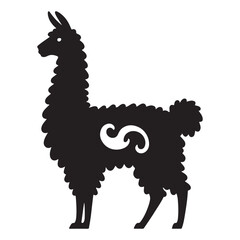 Minimalist Black Llama Silhouette Isolated
