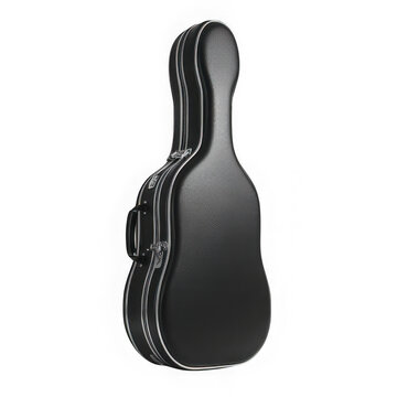Isolated black cello case with silver trim on a white background studio shot
