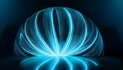 glowing cyan flower backdrop enhancing sleek sphere a neon showcase