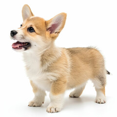 Obraz premium An adorable puppy is captured against a clean white background.