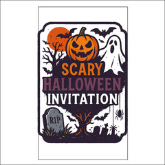 Halloween Label Invitation Design