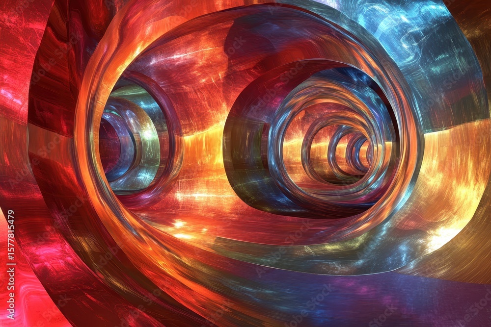 Poster explore the endless vibrant journey through a shimmering abstract digital tunnel, seamless endless o