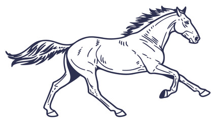 Obraz premium Horse line art drawing of a running mustang stallion vector illustration design for print and web use