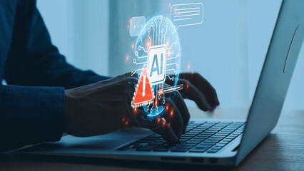 AI interface showing prompt error warning and system alert. AI prompt failure can lead to incorrect...