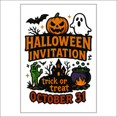 Halloween Label Invitation Design