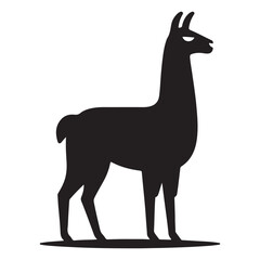 Minimalist Black Llama Silhouette Isolated