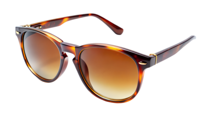 Stylish tortoiseshell sunglasses with brown gradient lenses, a classic fashion accessory isolated on transparent background