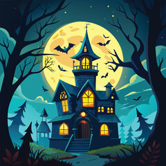 Halloween Mood with Full Moon Scene