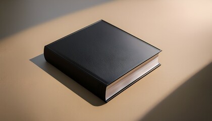 a dark covered book rests on a light beige surface suggestive of quiet reflection and the weight of untold stories