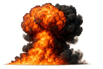 Realistic giant explosion on white background