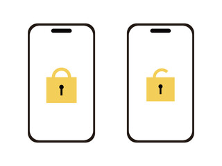 スマートフォンのロック画面のアイコンのイラストのセット