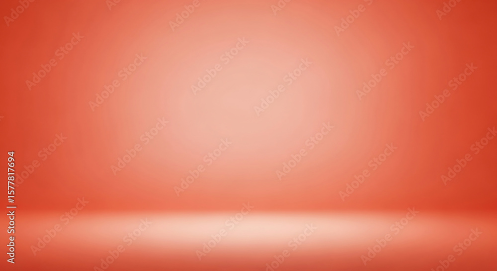 Poster coral-colored studio backdrop. red or orange color gradient with soft lighting in a modern style