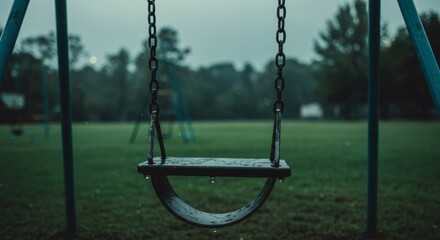 Lonely Swing Set in the Rain