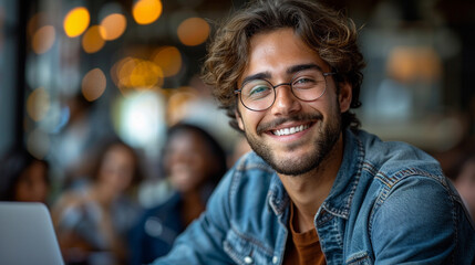 Portrait of a smiling, confident man in a relaxed, casual setting. Captured in natural light with a warm and approachable expression &mdash; perfect for lifestyle, personal branding, or modern identity