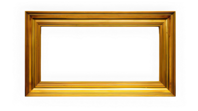 Ornate golden picture frame isolated on transparent background