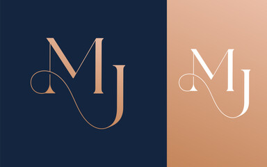 Initial letter MJ JM logo design vector illustration for couple, wedding, and business