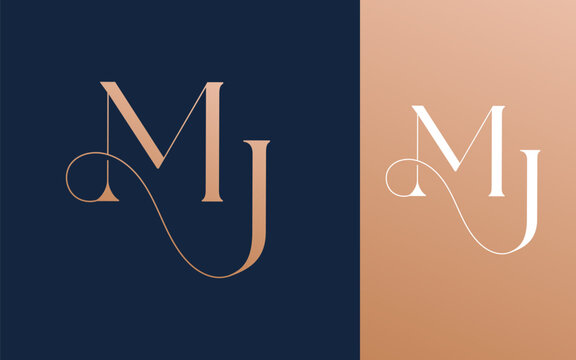 Initial letter MJ JM logo design vector illustration for couple, wedding, and business