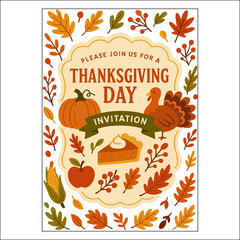 Thanksgiving Day Invitation Label Design