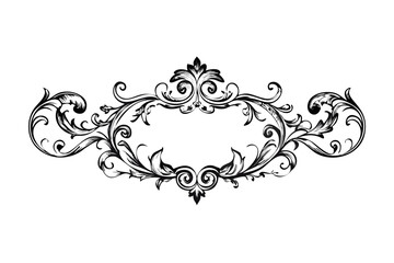Elegant black and white ornate floral border with a central oval frame