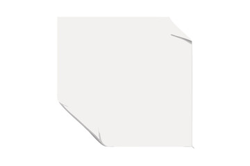 Blank white paper sheet with curled corners on a black background
