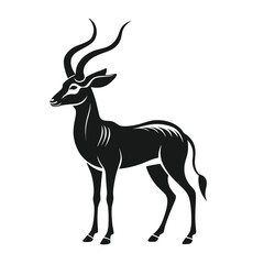 Antelope Silhouette with Curved Horns – Graceful Wildlife Vector Icon