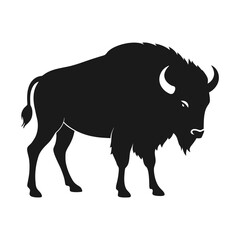 Bison Silhouette with Large Hump – North American Wildlife Vector Icon