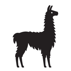 Fototapeta premium Minimalist Black Llama Silhouette Isolated