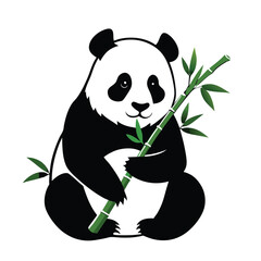 Panda Silhouette Eating Bamboo – Cute Wildlife Vector Icon