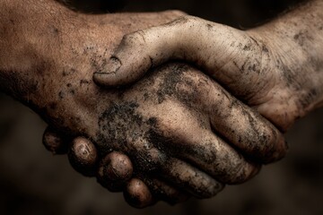 Dirty Hands Shaking in Agreement.