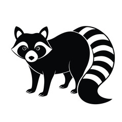 Raccoon Silhouette with Striped Tail – Forest Wildlife Vector Icon