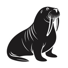 Walrus Silhouette with Tusks – Arctic Marine Animal Vector Icon