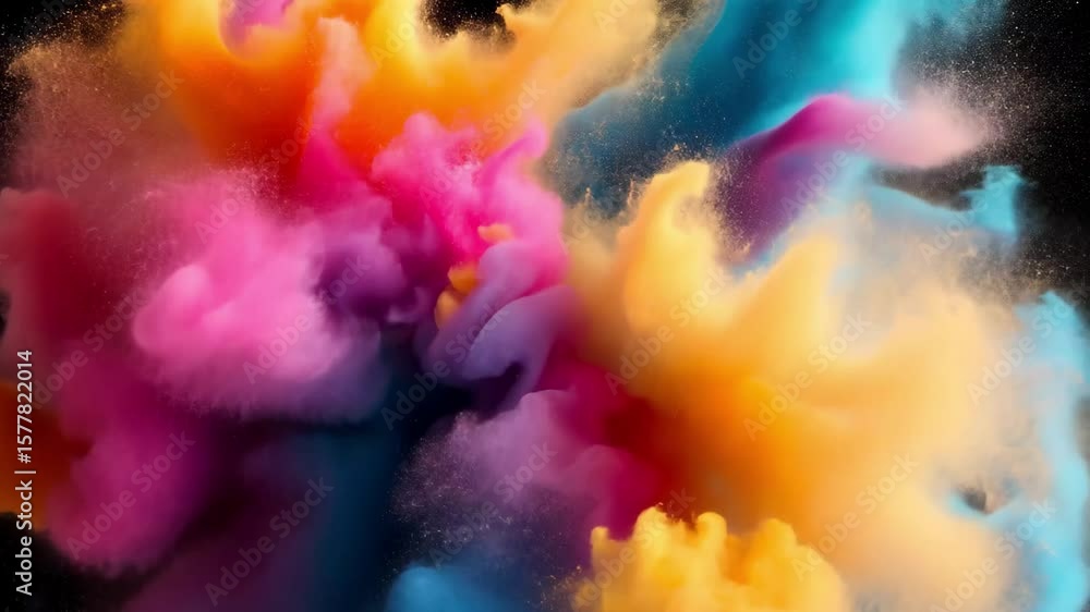 Poster dynamic burst of vibrant colors creating an explosion of creativity in abstract art, vibrant color e