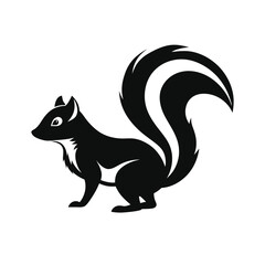 Skunk Silhouette with Tail Raised – Wild Animal Vector Icon