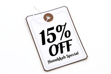 Hanukkah special fifteen percent off discount sale price tag