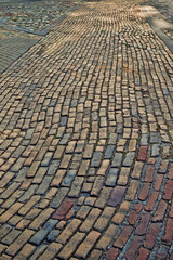 Hand laid brick pathway with wavy pattern