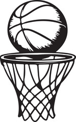 Slam Dunk Silhouette Basketball and Hoop Graphic