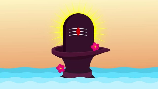 lord shiva shivling worship in flowing river ganga spiritual hindu god animation