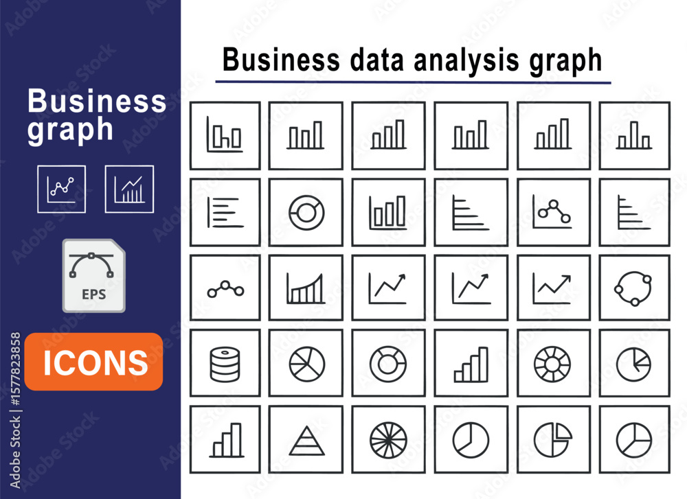 Poster business data analysis comprehensive graph icons and charts set