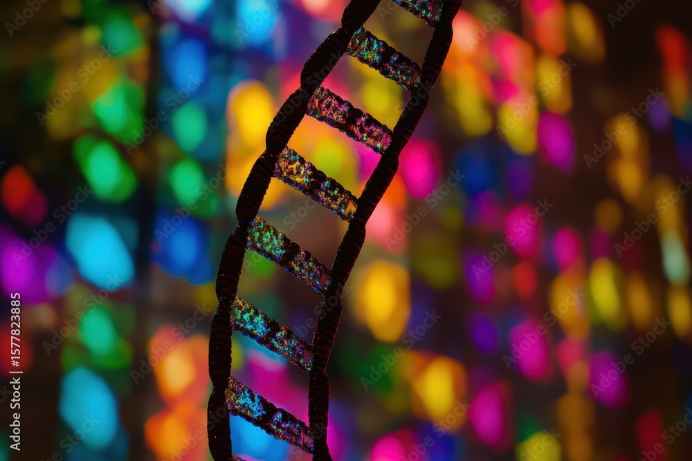Aufkleber colorful background and dna strand combine to illustrate data processing and genetic research, dna s