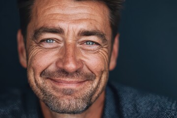 Obraz premium Smiling Mature Man with Blue Eyes.