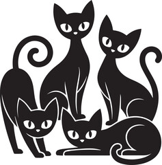 Obraz premium Cute black silhouette cats for Halloween or any occasion