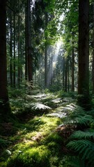 Obraz premium Enchanted Forest: Dance of Light and Shadow