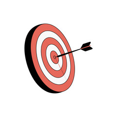 Bullseye Precision: The perfect shot: A perfectly aimed arrow finds its mark dead center on a classic bullseye target, symbolizing precision, focus, and the achievement of goals.