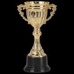 Golden trophy on a black base representing achievement and success in competitions or awards