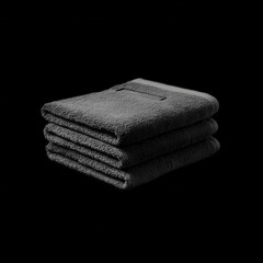 Elegant black towels neatly stacked for a sophisticated aesthetic in a modern bathroom setting