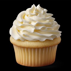 Delicious vanilla cupcake topped with creamy frosting, perfect for celebrations or sweet cravings