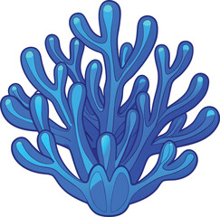 Blue coral cartoon vector illustration with underwater sea plant marine life and ocean nature design

