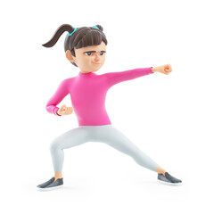 3d girl doing karate
