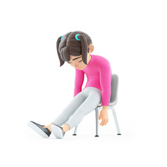 3d girl sleeping on a chair